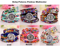 reloj pulsera piedras multicolor